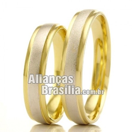 Alianças Brasilia em ouro Branco e Amarelo 
