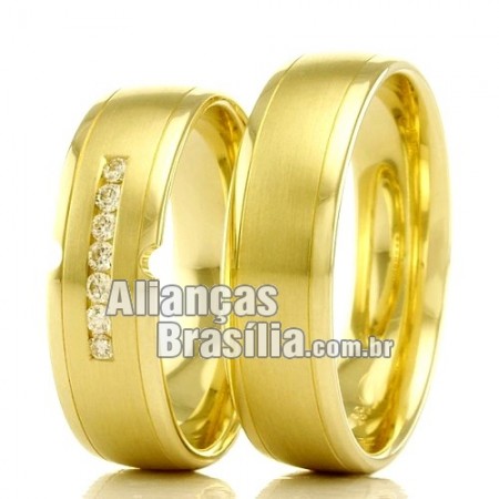 Alianças Brasilia em ouro casamento 18k